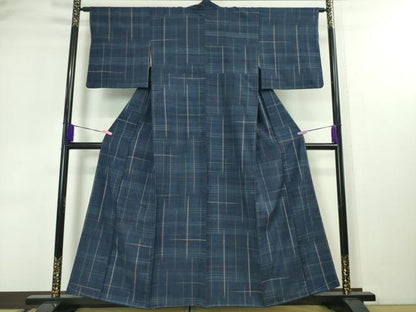 平和屋本店●極上　郡上紬　草木染　佐藤スミ子・作　格子　証紙付き　逸品　DZAA3075kh5