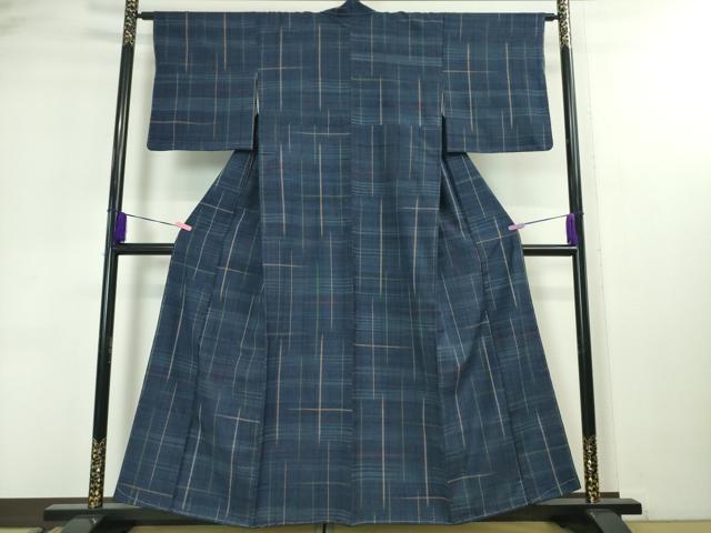 平和屋本店●極上　郡上紬　草木染　佐藤スミ子・作　格子　証紙付き　逸品　DZAA3075kh5