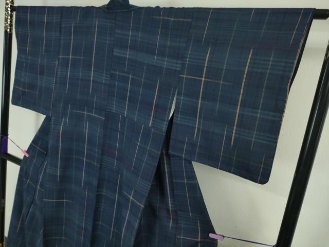 平和屋本店●極上　郡上紬　草木染　佐藤スミ子・作　格子　証紙付き　逸品　DZAA3075kh5