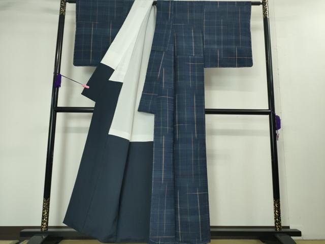 平和屋本店●極上　郡上紬　草木染　佐藤スミ子・作　格子　証紙付き　逸品　DZAA3075kh5