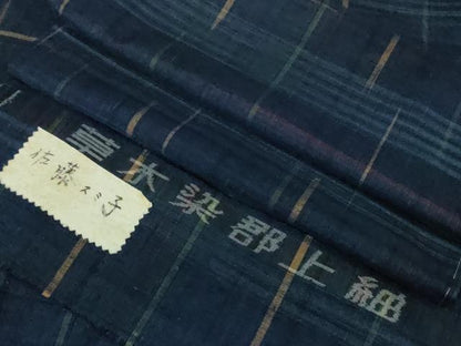 平和屋本店●極上　郡上紬　草木染　佐藤スミ子・作　格子　証紙付き　逸品　DZAA3075kh5
