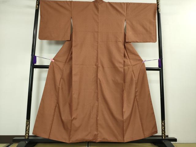 平和屋本店■超希少　本場黄八丈　市松綾織　東京都無形文化財　山下めゆ　遠州茶色地　たとう紙付き　逸品　DZAA3100kh5 - 平和屋