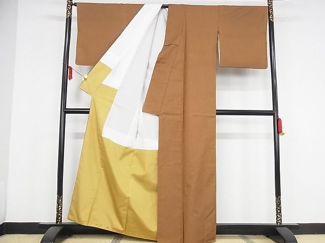 平和屋本店■希少　山下八百子　本場黄八丈　市松綾織　紬　正絹　逸品　DZAA3153kh5 - 平和屋