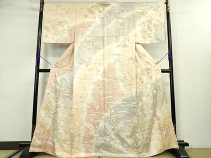 平和屋本店■極上　訪問着　駒刺繍　総刺繍　貝桶吉祥花文　暈し染め　金糸　逸品　未使用　DZAA3155kh5 - 平和屋