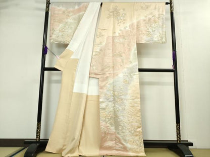 平和屋本店■極上　訪問着　駒刺繍　総刺繍　貝桶吉祥花文　暈し染め　金糸　逸品　未使用　DZAA3155kh5 - 平和屋