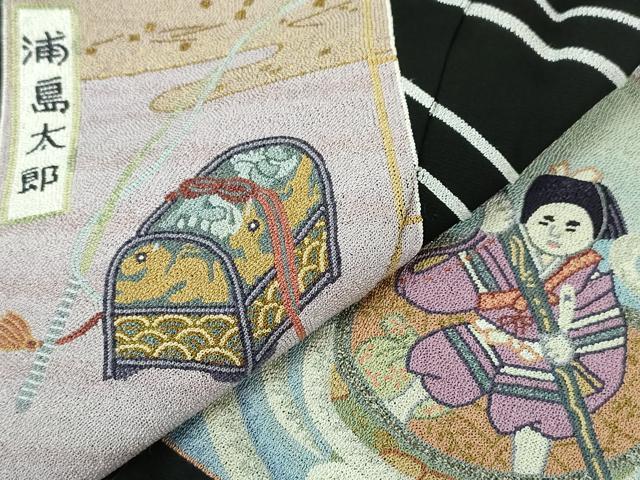 平和屋本店●極上　中国人間国宝　将雪英　中国三大刺繍　総相良刺繍　黒留袖　日本昔話　逸品　DZAA3176kh6
