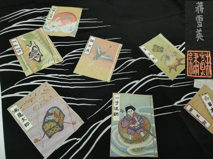 平和屋本店●極上　中国人間国宝　将雪英　中国三大刺繍　総相良刺繍　黒留袖　日本昔話　逸品　DZAA3176kh6