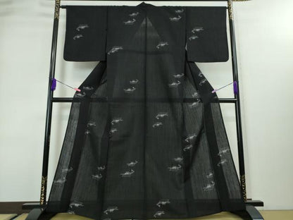 平和屋本店■希少　夏物　本場結城紬　重要無形文化財　本場夏結城　野村半平　奥順謹製　飛び絣　伊勢海老　証紙付き　逸品　DZAA3196kh5