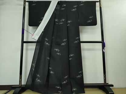 平和屋本店■希少　夏物　本場結城紬　重要無形文化財　本場夏結城　野村半平　奥順謹製　飛び絣　伊勢海老　証紙付き　逸品　DZAA3196kh5