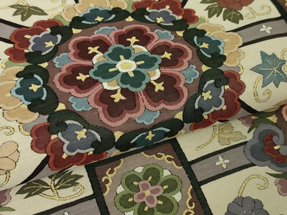 平和屋本店■極上　明綴れ　全通柄袋帯　正倉院花文　金糸　逸品　未使用　DZAA3222kh5