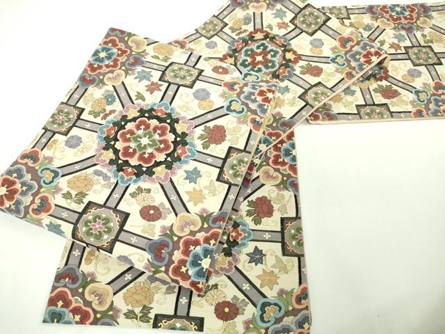 平和屋本店■極上　明綴れ　全通柄袋帯　正倉院花文　金糸　逸品　未使用　DZAA3222kh5
