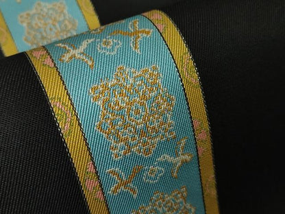 平和屋本店■極上　龍村美術織物　たつむら　全通柄袋帯　花鳥長斑錦　黒地　金糸　逸品　未使用　DZAA3236kh5 - 平和屋