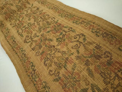 平和屋本店■極上　夏物　古代原始布　科布　八寸名古屋帯　花唐草間道　逸品　DZAA3249kh5 - 平和屋
