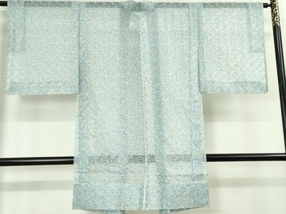 平和屋本店■極上　シルクオーガンジー　長羽織　スリーシーズン 春夏秋　塵除け　先染刺繍　縫取り　花繋ぎ　証紙付き　逸品　DZAA3275kh5 - 平和屋