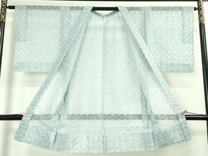 平和屋本店■極上　シルクオーガンジー　長羽織　スリーシーズン 春夏秋　塵除け　先染刺繍　縫取り　花繋ぎ　証紙付き　逸品　DZAA3275kh5 - 平和屋