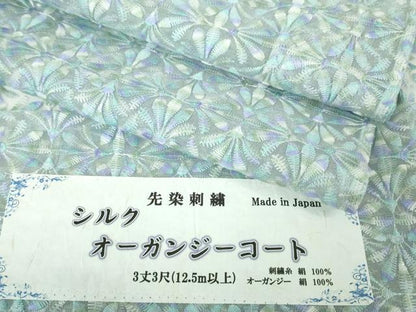 平和屋本店■極上　シルクオーガンジー　長羽織　スリーシーズン 春夏秋　塵除け　先染刺繍　縫取り　花繋ぎ　証紙付き　逸品　DZAA3275kh5 - 平和屋