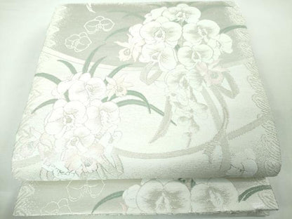 平和屋本店■極上 訪問着・長襦袢(無双仕立て)・袋帯 3点セット　駒刺繍　道長正倉院花文　淡藤色地　反端付き　逸品　未使用　DZAA3276kh5