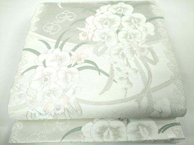 平和屋本店■極上 訪問着・長襦袢(無双仕立て)・袋帯 3点セット　駒刺繍　道長正倉院花文　淡藤色地　反端付き　逸品　未使用　DZAA3276kh5