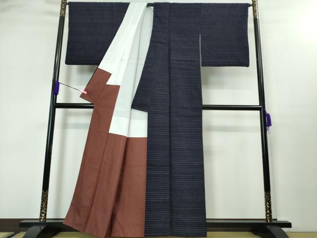 平和屋本店■極上 本場結城紬 重要無形文化財 縮織 奥順謹製 高機 手織 糸:小林シゲ 絣:鈴木良一 織:鈴木康子 証紙付き　逸品　DZAA3277kh5