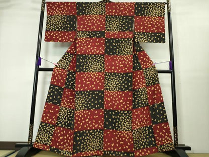 平和屋本店■極上　人形作家・ホリヒロシ　小紋　市松　舞桜　金彩　逸品　DZAA3294kh5