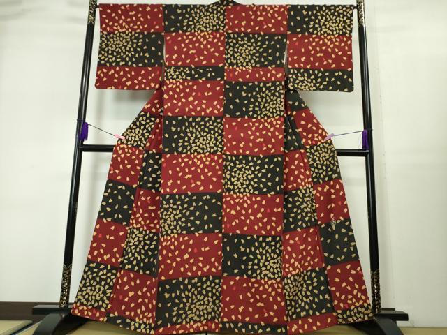 平和屋本店■極上　人形作家・ホリヒロシ　小紋　市松　舞桜　金彩　逸品　DZAA3294kh5