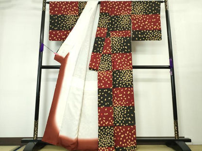 平和屋本店■極上　人形作家・ホリヒロシ　小紋　市松　舞桜　金彩　逸品　DZAA3294kh5