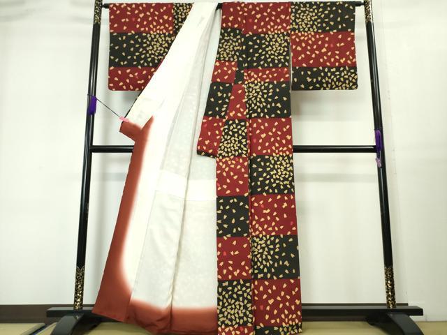平和屋本店■極上　人形作家・ホリヒロシ　小紋　市松　舞桜　金彩　逸品　DZAA3294kh5