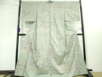 平和屋本店■極上　訪問着　紬地　総刺繍　御所解文　金糸　逸品　未使用　DZAA3358kh5