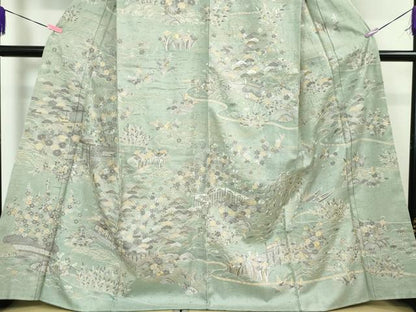 平和屋本店■極上　訪問着　紬地　総刺繍　御所解文　金糸　逸品　未使用　DZAA3358kh5