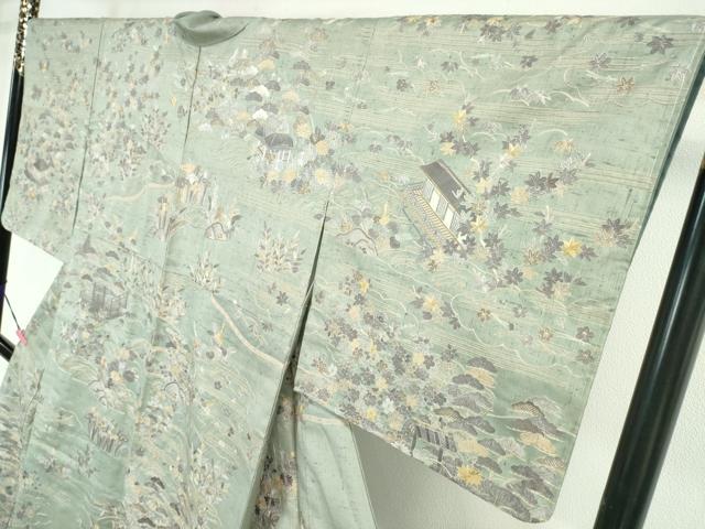 平和屋本店■極上　訪問着　紬地　総刺繍　御所解文　金糸　逸品　未使用　DZAA3358kh5