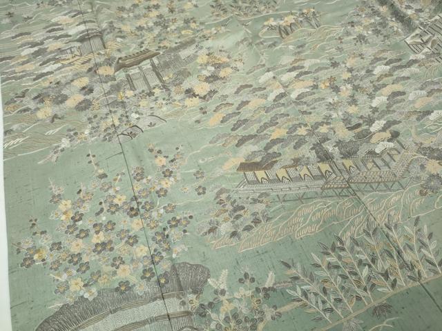 平和屋本店■極上　訪問着　紬地　総刺繍　御所解文　金糸　逸品　未使用　DZAA3358kh5
