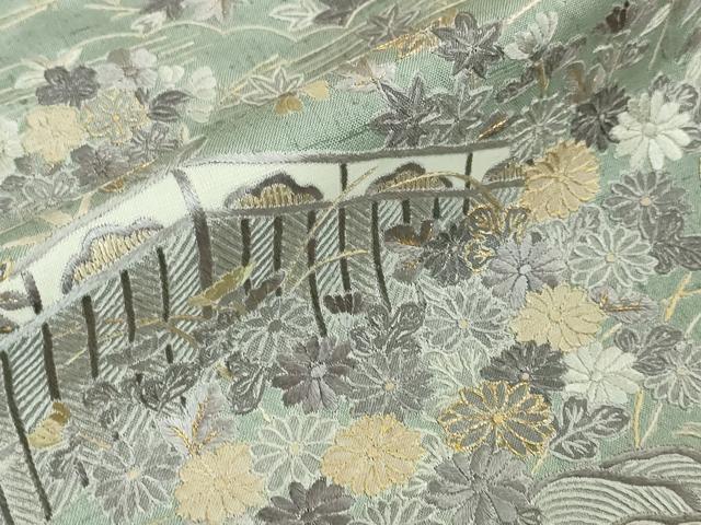 平和屋本店■極上　訪問着　紬地　総刺繍　御所解文　金糸　逸品　未使用　DZAA3358kh5