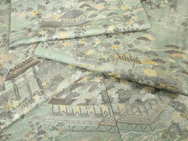 平和屋本店■極上　訪問着　紬地　総刺繍　御所解文　金糸　逸品　未使用　DZAA3358kh5