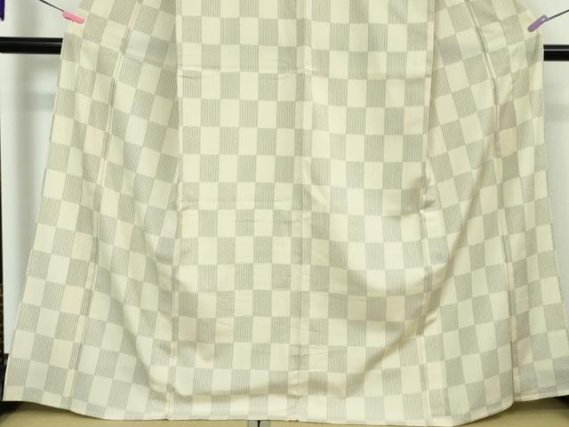 平和屋本店■極上　本塩沢　単衣　市松文様　逸品　DZAA3359kh5