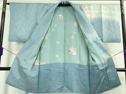 平和屋本店■極上　久保田一竹　幻の辻が花　道中着　ロング丈　絞り　暈し染め　銀通し地　逸品　DZAA3372kh5