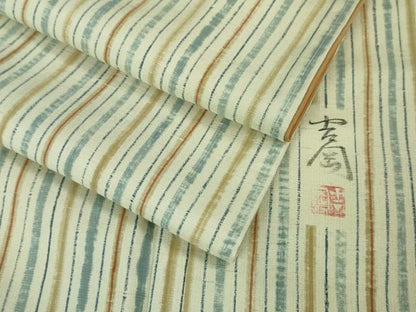 平和屋本店■極上　染司よしおか　五代目　吉岡幸雄　紬　縞　逸品　未使用　DZAA3384kh5