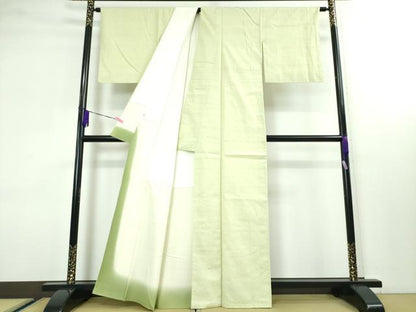 平和屋本店■極上　本場結城紬　重要無形文化財　色無地　ライムイエロー色　証紙付き　逸品　DZAA3387kh5