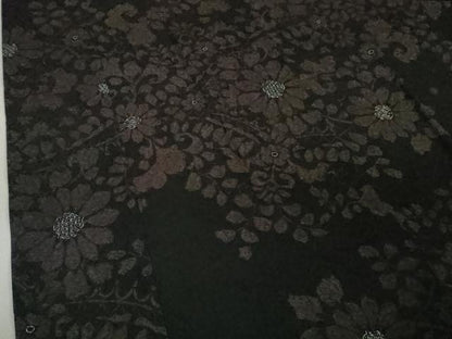 平和屋本店■極上　道中着　スリーシーズン　塵除け　ロング丈　花唐草文　菱紋紗　黒地　逸品　DZAA3398kh5 - 平和屋