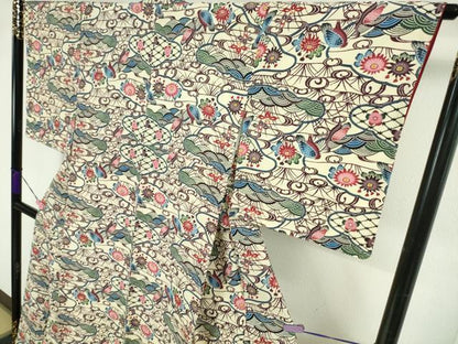 平和屋本店■最高級　城間栄順　本場琉球紅型　小紋　花鳥文　逸品　未使用　DZAA3408kh5 - 平和屋