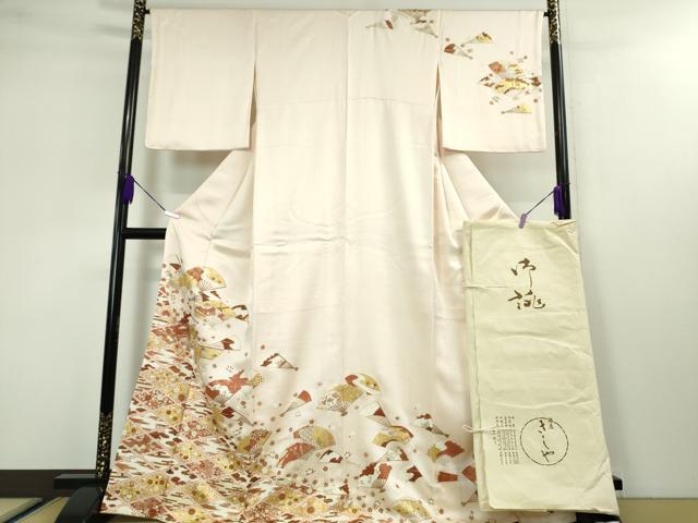 平和屋本店■極上　銀座きしや　訪問着　舞扇松川菱花文　金彩　たとう紙付き　逸品　DZAA3412kh5 - 平和屋