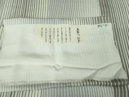 平和屋本店■極上　玉糸つむぎ　単衣　縞　証紙付き　逸品　未使用　DZAA3469kh5 - 平和屋