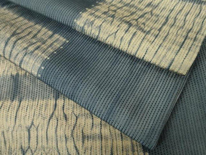 平和屋本店■極上　紬　単衣　杢目絞り　変わり横段文　逸品　DZAA3472kh5 - 平和屋