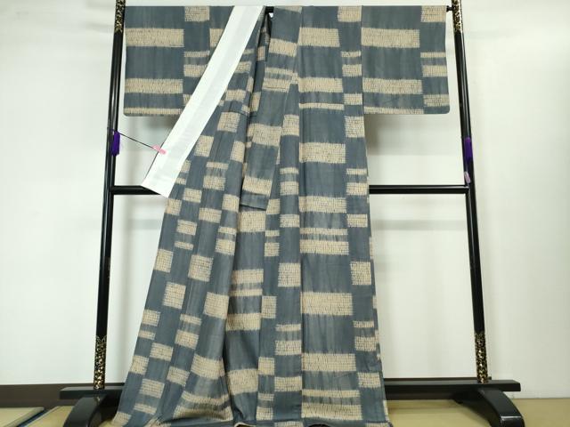 平和屋本店■極上　紬　単衣　杢目絞り　変わり横段文　逸品　DZAA3472kh5 - 平和屋