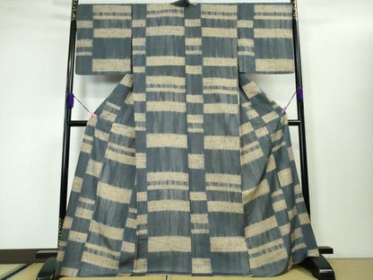 平和屋本店■極上　紬　単衣　杢目絞り　変わり横段文　逸品　DZAA3472kh5 - 平和屋