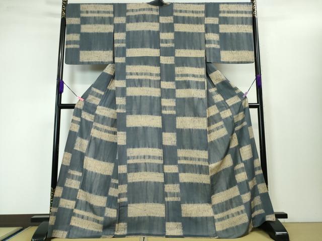 平和屋本店■極上　紬　単衣　杢目絞り　変わり横段文　逸品　DZAA3472kh5 - 平和屋