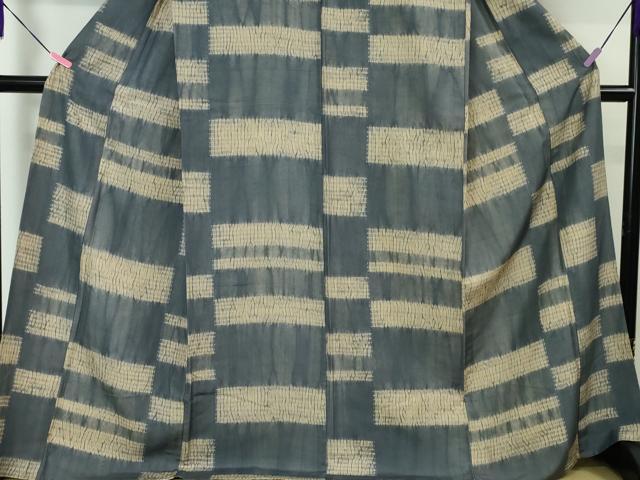 平和屋本店■極上　紬　単衣　杢目絞り　変わり横段文　逸品　DZAA3472kh5 - 平和屋