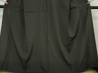平和屋本店▽極上 本塩沢 単衣 縞 黒地 逸品 未使用 DZAA3477kh5