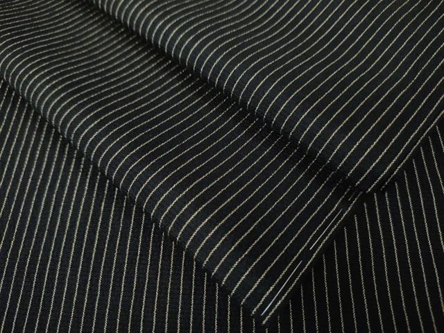 平和屋本店▽極上 本塩沢 単衣 縞 黒地 逸品 未使用 DZAA3477kh5