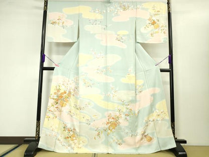 平和屋本店■極上　訪問着　駒刺繍　花籠　暈し染め　金彩　逸品　未使用　DZAA3481kh5