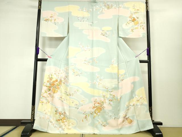 平和屋本店■極上　訪問着　駒刺繍　花籠　暈し染め　金彩　逸品　未使用　DZAA3481kh5